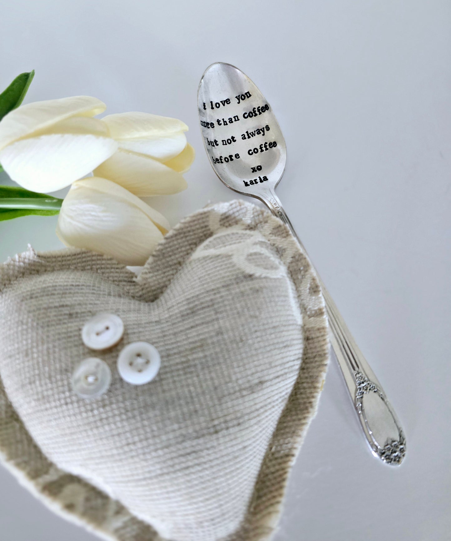 I Love You More Than Coffee - Vintage Personalized Stamped Spoon | Wandering Tulips