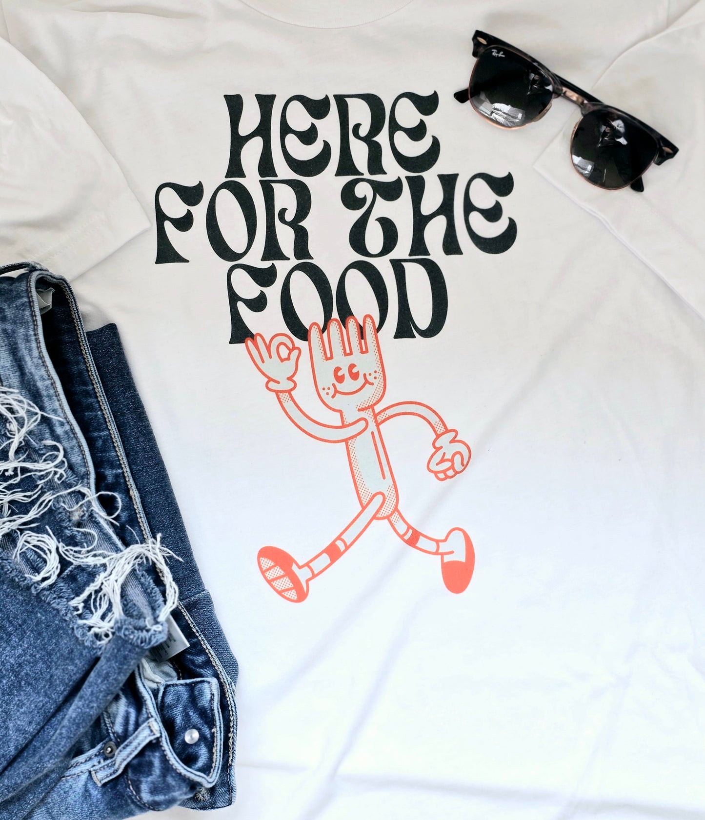 Here For The Food Short Sleeve T-Shirt | Wandering Tulips