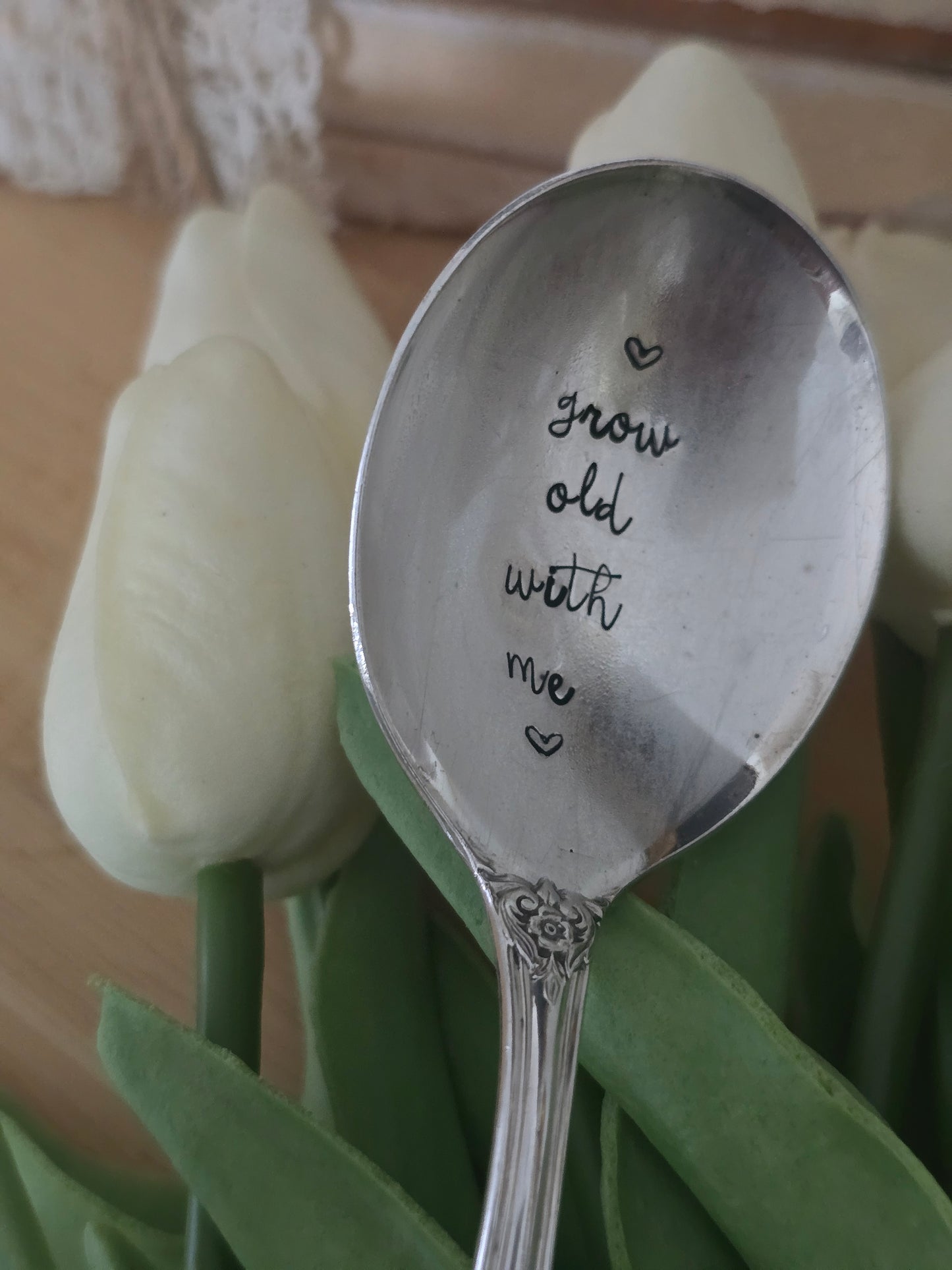 Grow Old With Me - Vintage Personalized Stamped Spoon | Wandering Tulips