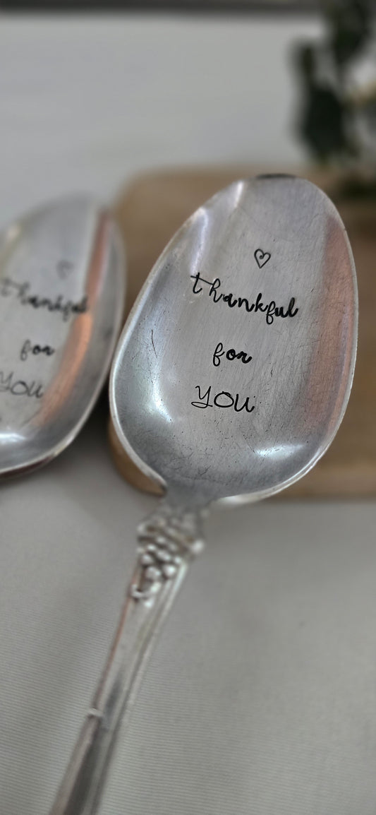 Thankful for you- Vintage Personalized Stamped Spoon | Wandering Tulips