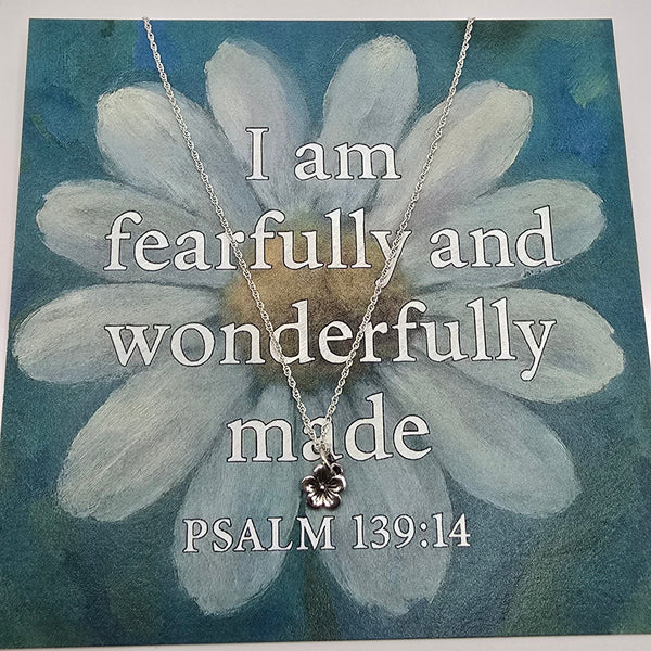 Psalm 139:14 card with flower necklace