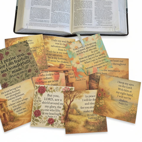 Psalms scripture card set with stand