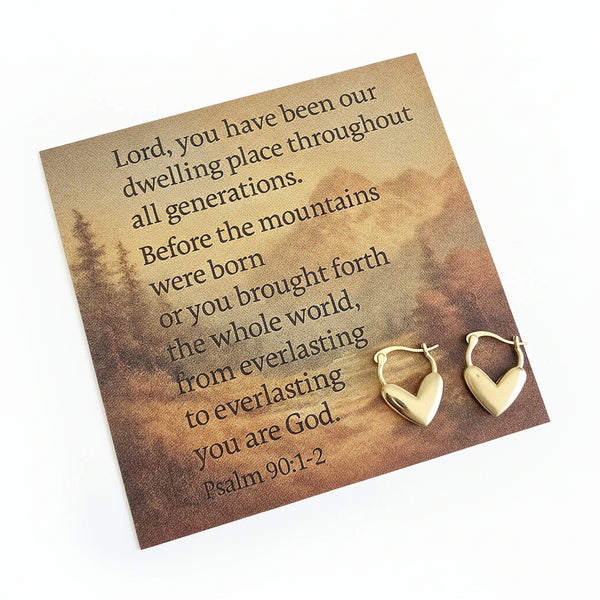 Psalm 90:1-2 card with earrings