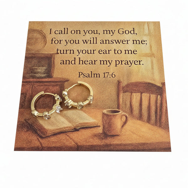Psalm 17:6 card with earrings