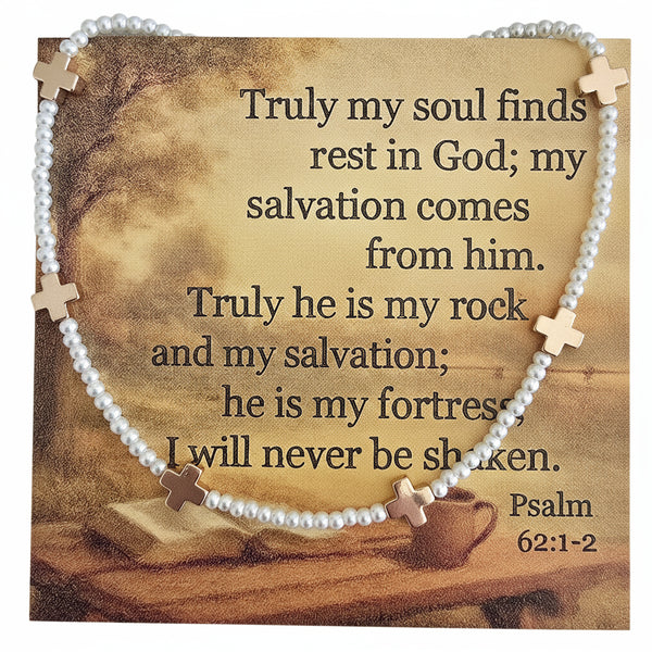 Psalm 62:1-2 card with necklace