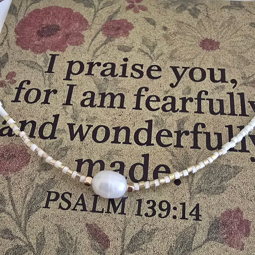 Psalm 139:14 card with necklace