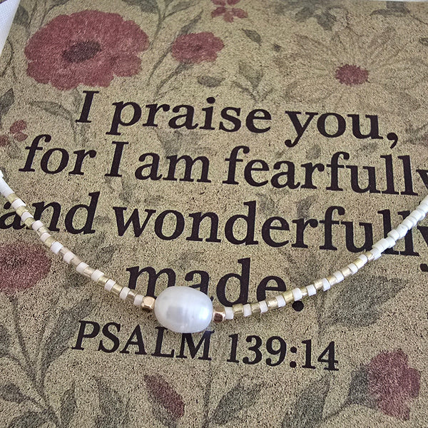 Psalm 139:14 card with necklace