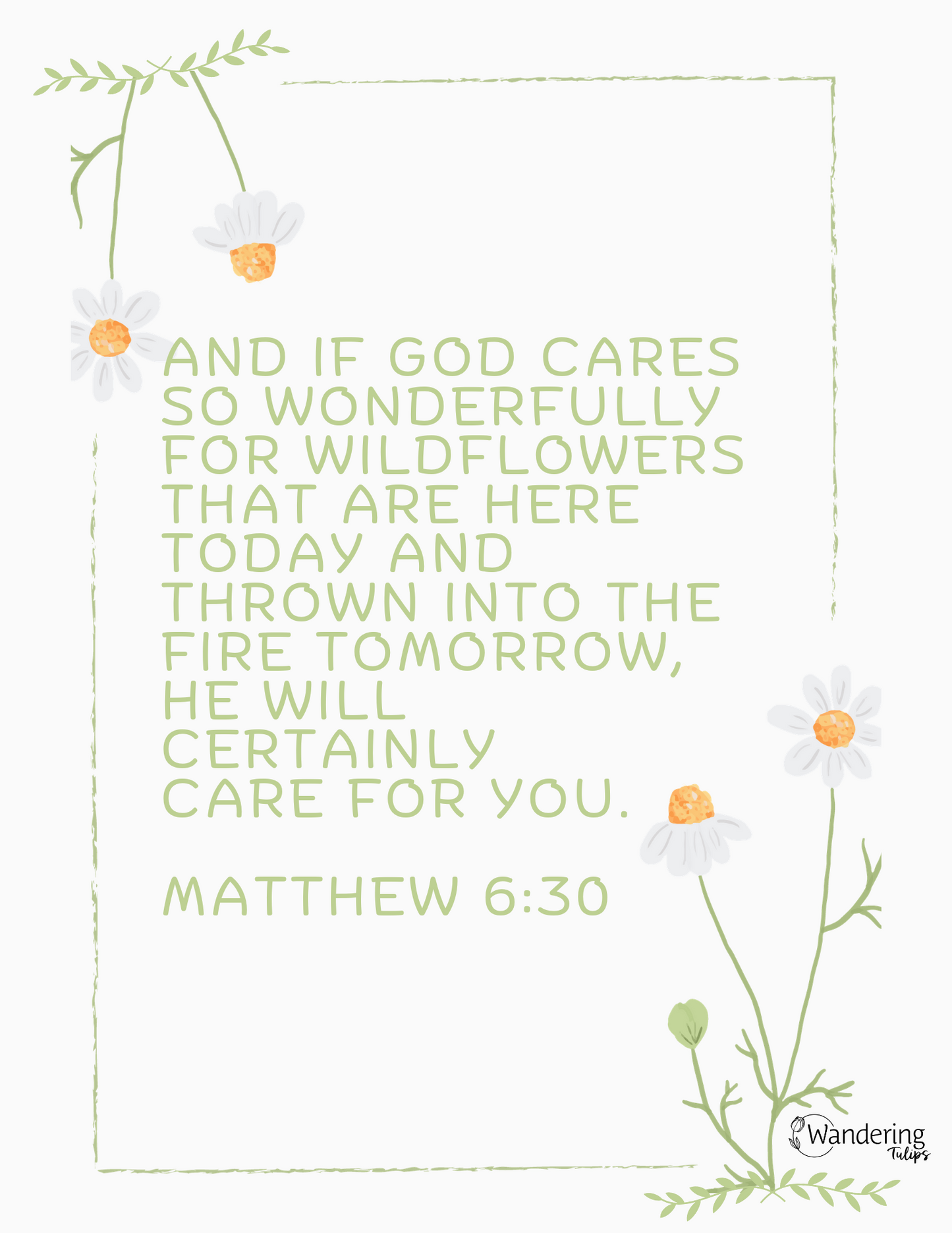 Inspirational Card - Matthew 6:30 | Wandering Tulips