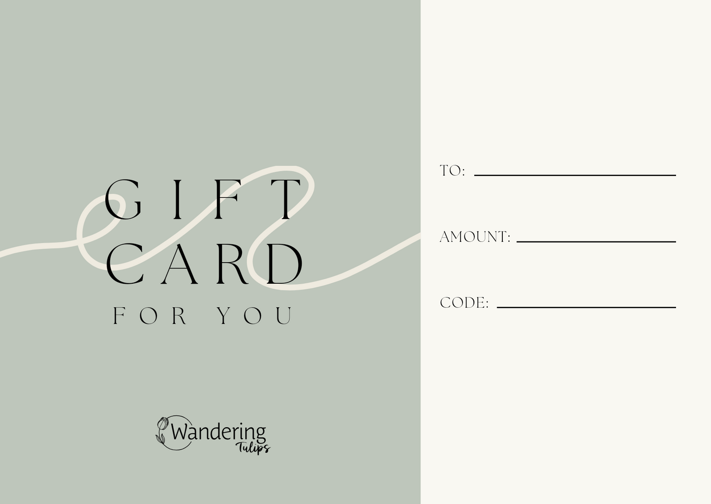 Wandering Tulips Gift Card | Wandering Tulips