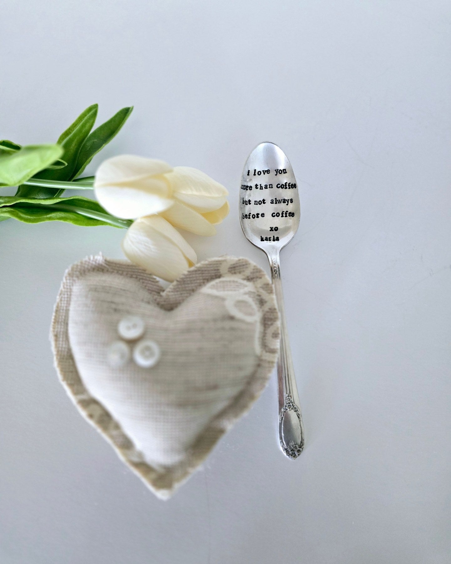 I Love You More Than Coffee - Vintage Personalized Stamped Spoon | Wandering Tulips