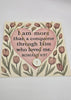 Necklace with pendant on a card featuring tulips and a quote, on a light gray background