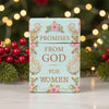 Daily cards with 'Promises from God for Women' text and floral designs on a light blue background