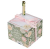 Floral-themed notepad with a pink ribbon on a white background. He restores my soul.