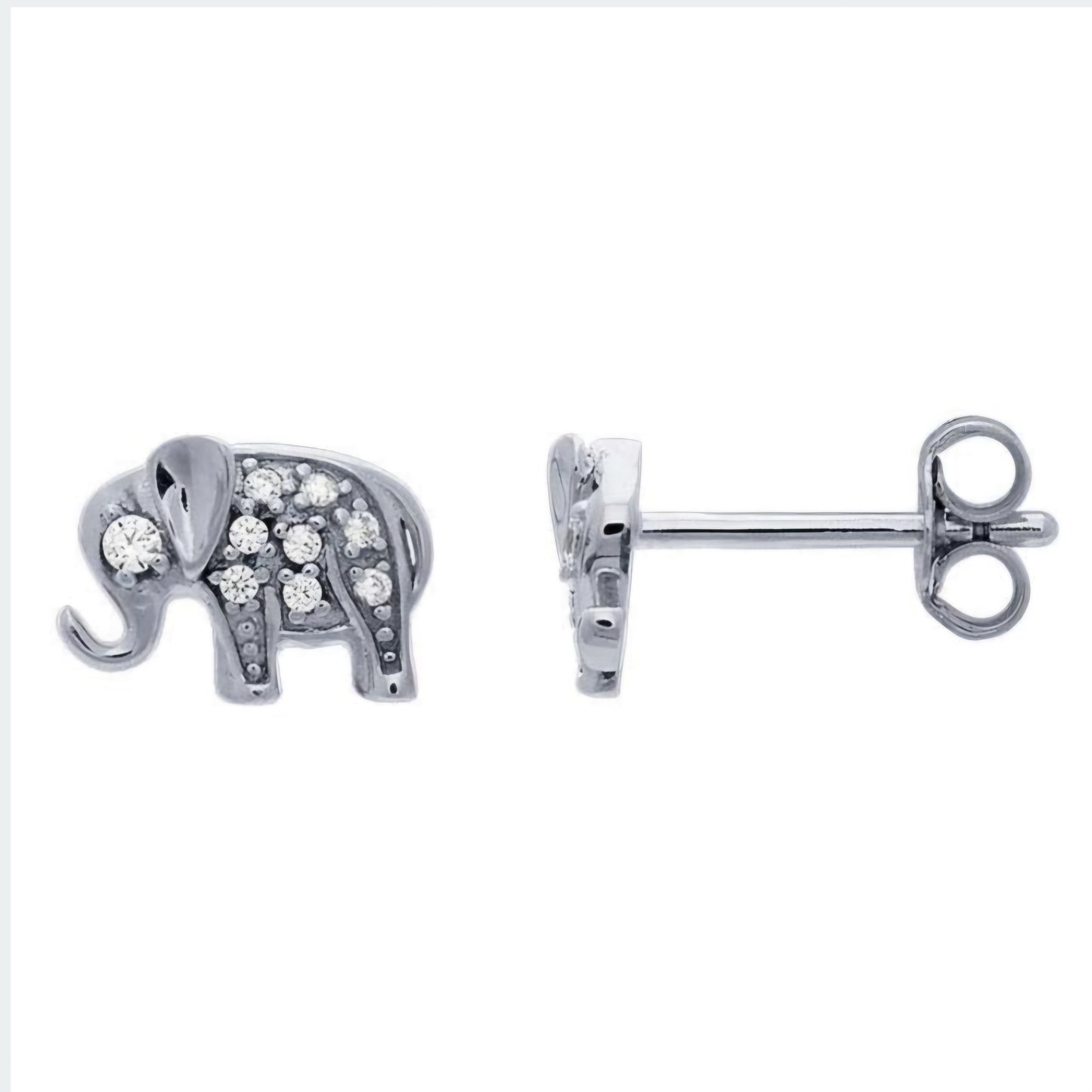 Sterling Silver CZ Elephant Earrings | Wandering Tulips