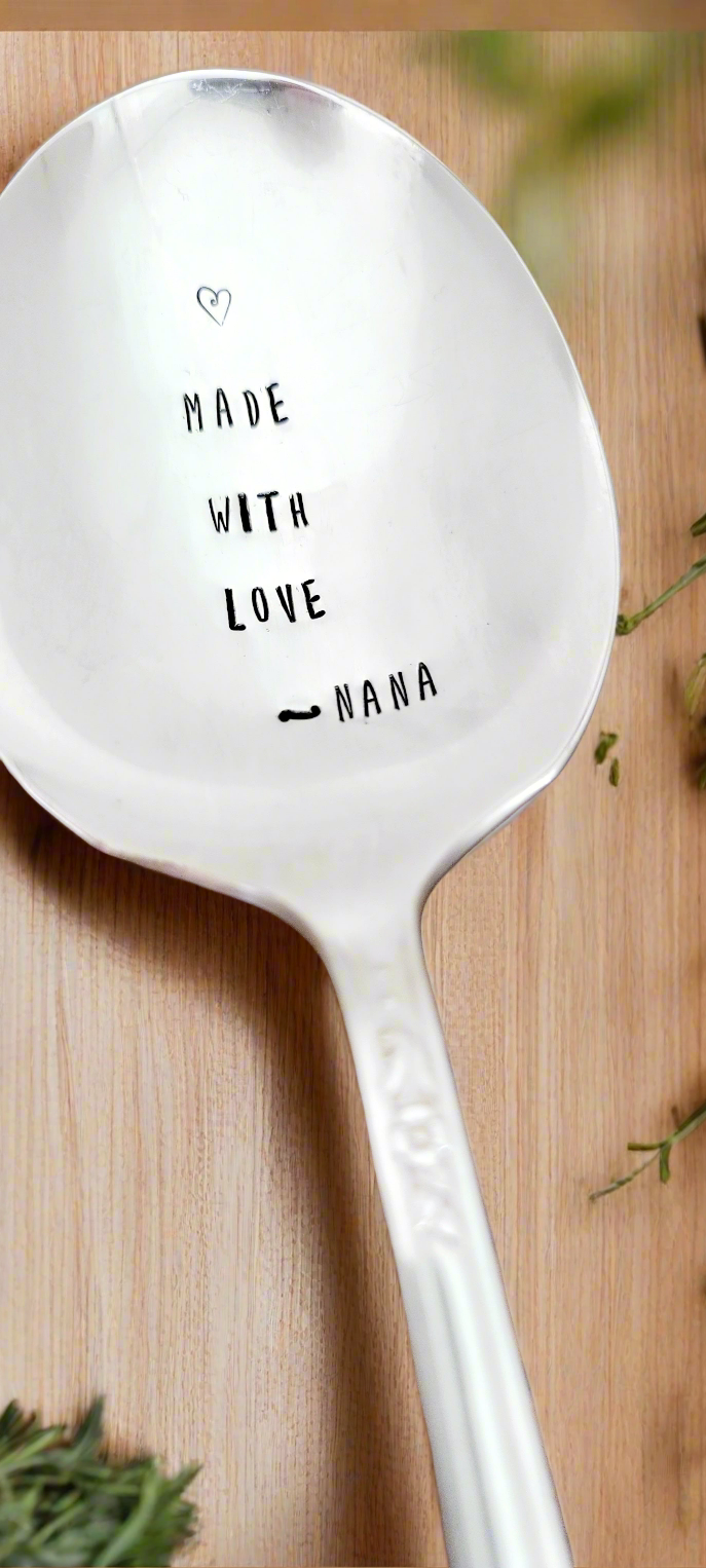 Customized Large Serving Spoon - Vintage Personalized Stamped Spoon | Wandering Tulips