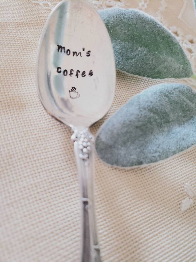 Mom's Coffee, Hand Stamped Vintage Teaspoon,Gift for Mom,Gift for Wife,Gift for Grandma,Gift for Nanny,Gift for coffee lover,Spoon for mom