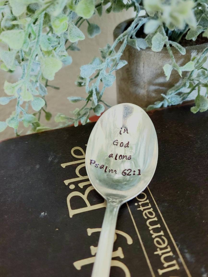 In God Alone Psalm 62:1 Vintage Silver Plated Teaspoon, Precious gift for someone in your life, gift for coffee lover, vintage lover