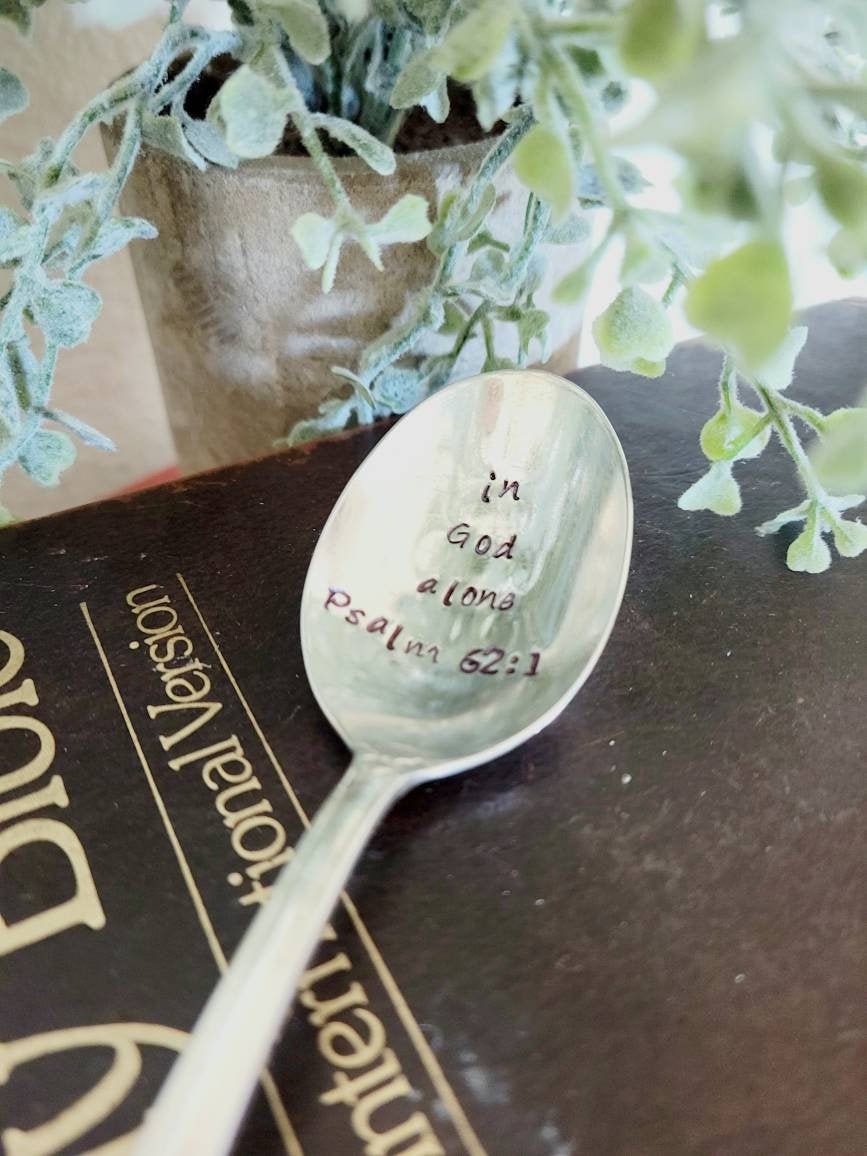 In God Alone Psalm 62:1 Vintage Silver Plated Teaspoon, Precious gift for someone in your life, gift for coffee lover, vintage lover