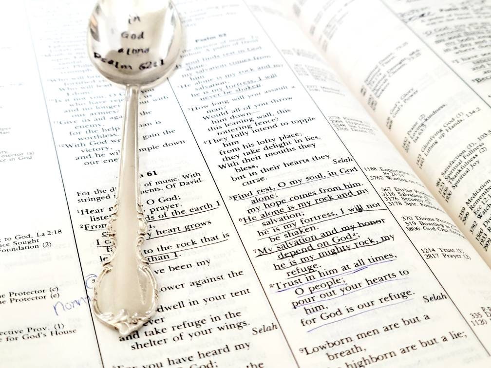 In God Alone Psalm 62:1 Vintage Silver Plated Teaspoon, Precious gift for someone in your life, gift for coffee lover, vintage lover