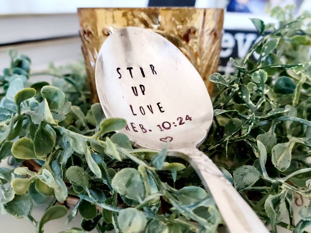 Stir Up Love Hebrews 10:24 Vintage Silver Plated Soup Spoon,spoon for coffee lover,spoon for friend,spoon for her,spoon for teacher