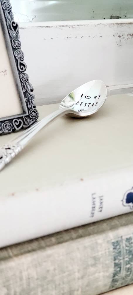 I Love My Bestie, Silver Plated Vintage Teaspoon, Best Friend Gift, Boyfriend Gift, Girlfriend Gift, Birthday Gift, Personalized Gift