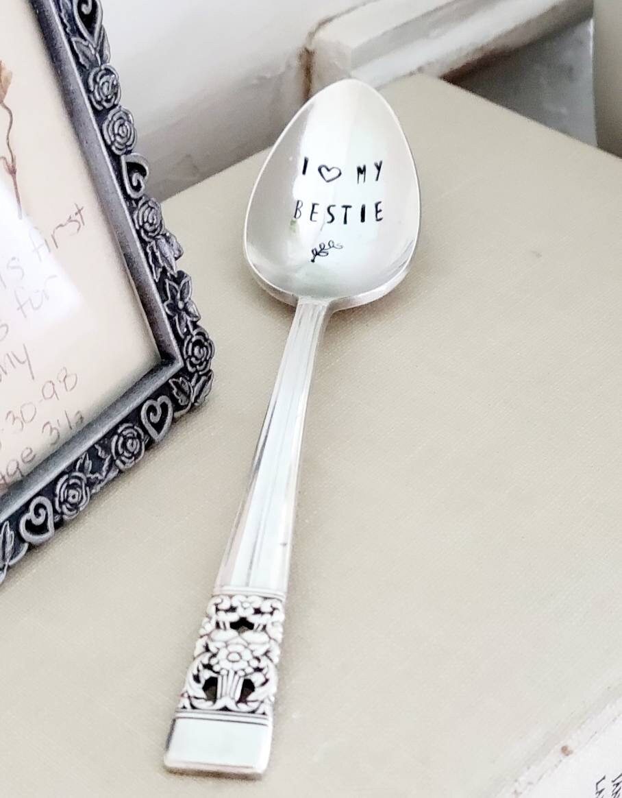 I Love My Bestie, Silver Plated Vintage Teaspoon, Best Friend Gift, Boyfriend Gift, Girlfriend Gift, Birthday Gift, Personalized Gift