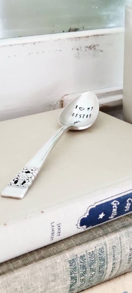 I Love My Bestie, Silver Plated Vintage Teaspoon, Best Friend Gift, Boyfriend Gift, Girlfriend Gift, Birthday Gift, Personalized Gift