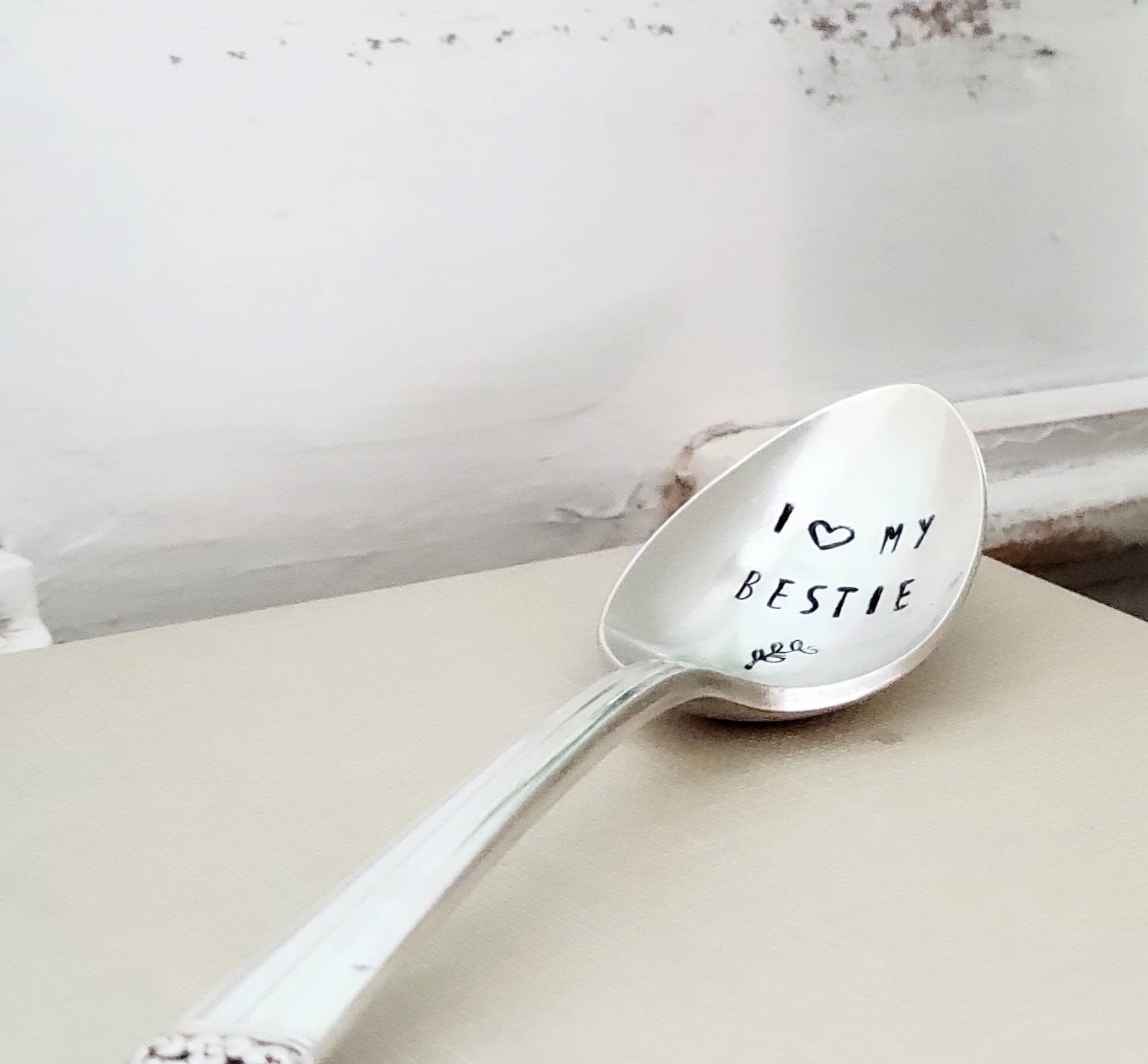 I Love My Bestie, Silver Plated Vintage Teaspoon, Best Friend Gift, Boyfriend Gift, Girlfriend Gift, Birthday Gift, Personalized Gift