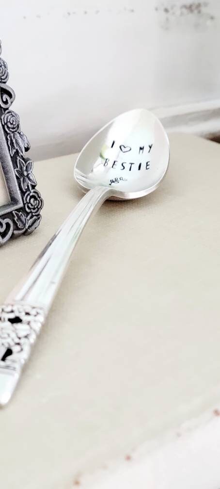 I Love My Bestie, Silver Plated Vintage Teaspoon, Best Friend Gift, Boyfriend Gift, Girlfriend Gift, Birthday Gift, Personalized Gift