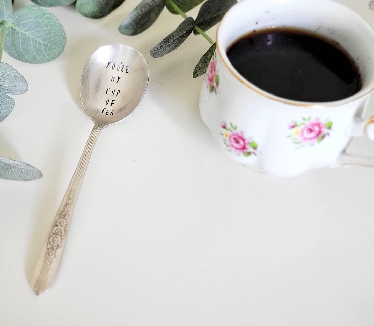 You're My Cup Of Tea Vintage Soup Spoon,Silver Plated,Hand Stamped Spoon,Gift for Tea Lover,Gift for Mom, Personalized Gift,Gift for Teacher