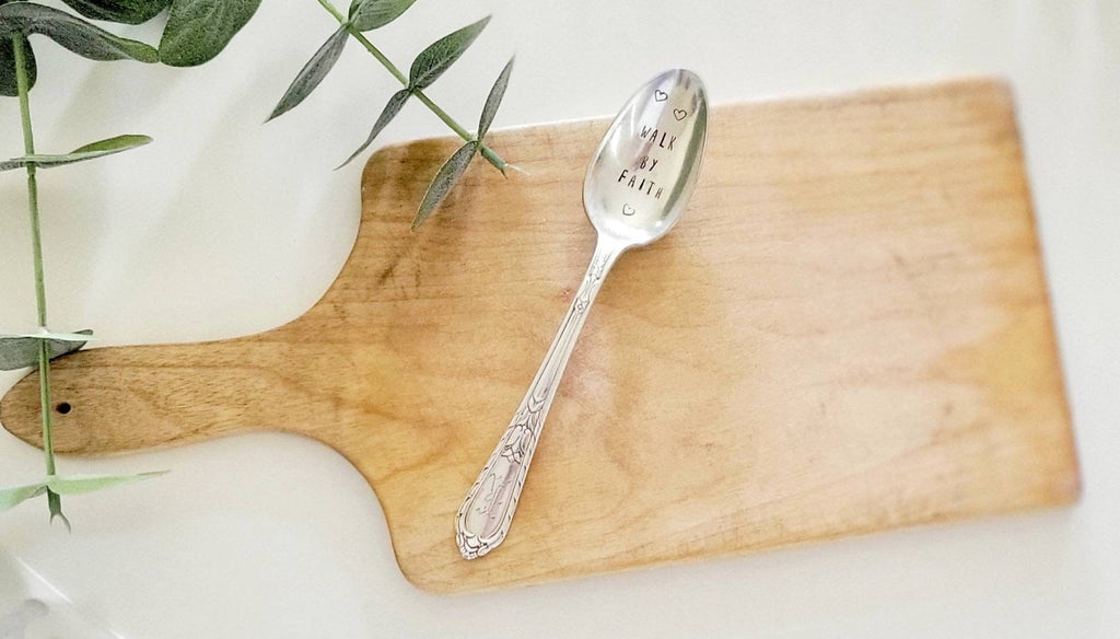 Walk By Faith Vintage Silver Plated Teaspoon,Faith based gift,coffee lover gift,tea lover gift,gift for friend,gift for vintage lover