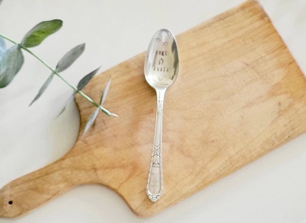 Walk By Faith Vintage Silver Plated Teaspoon,Faith based gift,coffee lover gift,tea lover gift,gift for friend,gift for vintage lover