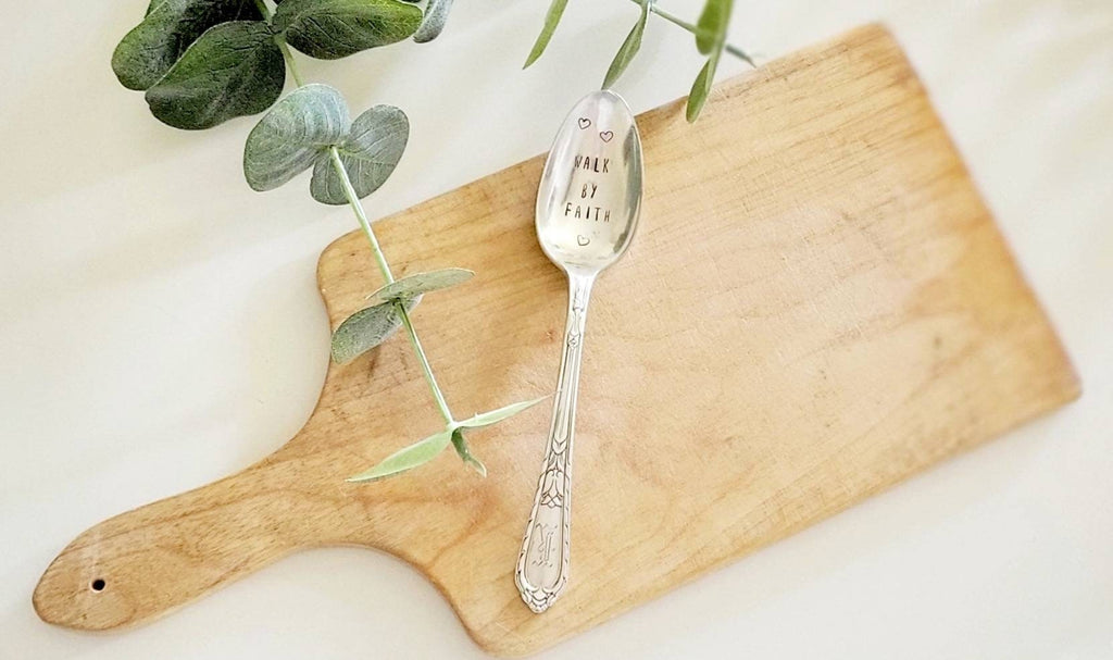 Walk By Faith Vintage Silver Plated Teaspoon,Faith based gift,coffee lover gift,tea lover gift,gift for friend,gift for vintage lover