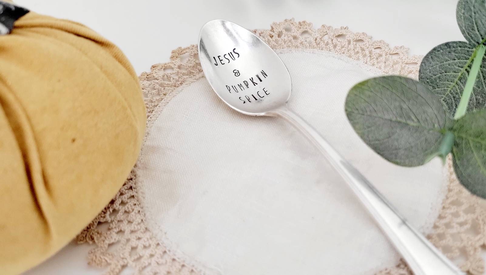 Jesus and Pumpkin Spice Vintage Silver Plated Teaspoon,Faith Based Gift,Coffee Spoon,Coffee Bar Decor,Farmhouse Decor,Coffee lover gift