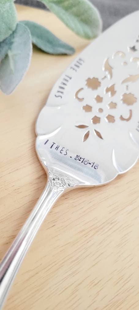 Rejoice,Pray,Give Thanks,1 Thessalonians 5:16-18 Vintage Silver Plated Spatula/Server,Gift for House Warming,Gift for hostess,gift for mom