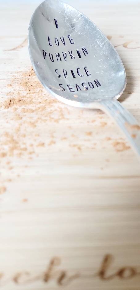 I Love Pumpkin Spice Season Vintage Silver Plated Teaspoon,custom gift for coffee lover,coffee spoon,everyday spoon,gift for wife,birthday