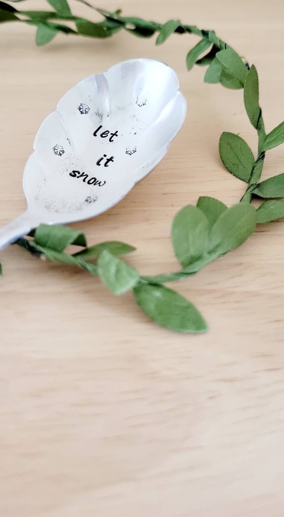 Let it snow vintage hand stamped silver plated teaspoon,hostess gift,gift for mom,gift for daughter,gift for vintage lover,tea lover