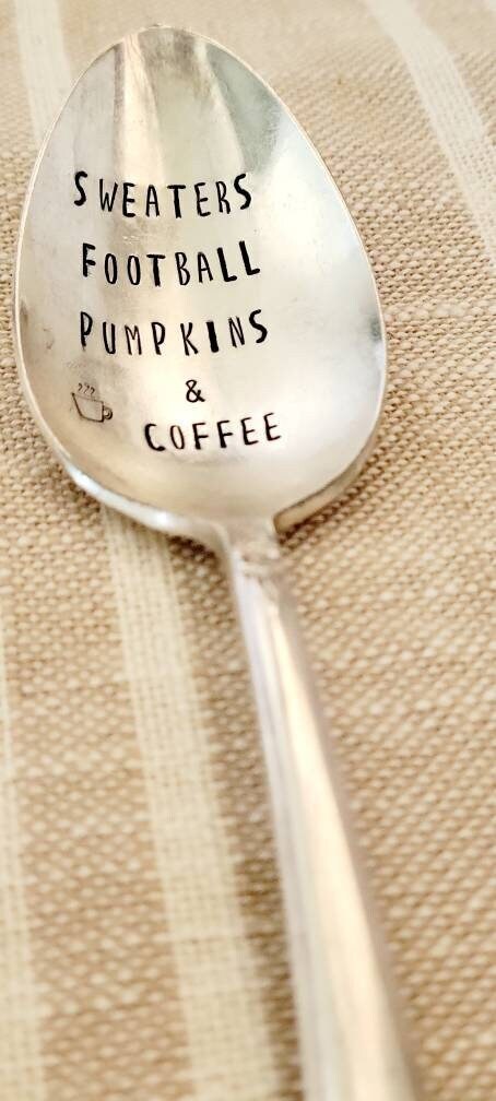 Sweaters,Football,Pumpkins and Coffee Vintage Silver Plated Soup Spoon,Gift for football fan,gift for coffee lover,autumn gift,gift for him