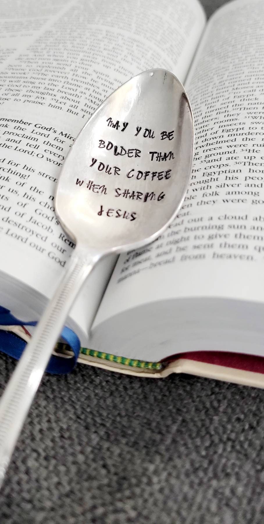 Vintage Silver Plated Dinner Spoon,May You Be Bolder Than Your Coffee When Sharing Jesus,Faith based gift,gift for friend,gift for host