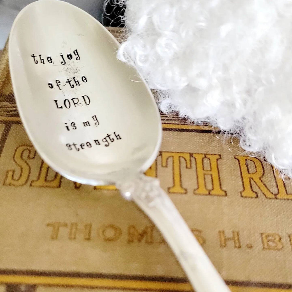 The Joy Of The Lord Is My Strength Vintage Silver Plated large soup spoon,faith based gift,vintage gift,spoon gift,gift for mom,