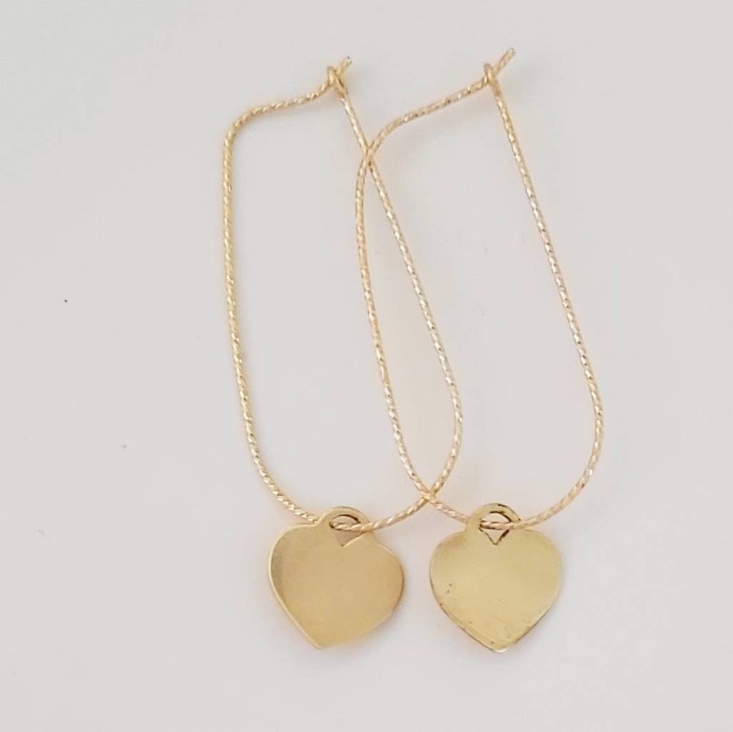 Gold teardrop earrings with dangle heart,mothers day gift for wife,gift for bride,gift for fiance,gift for girlfriend,gift for mom