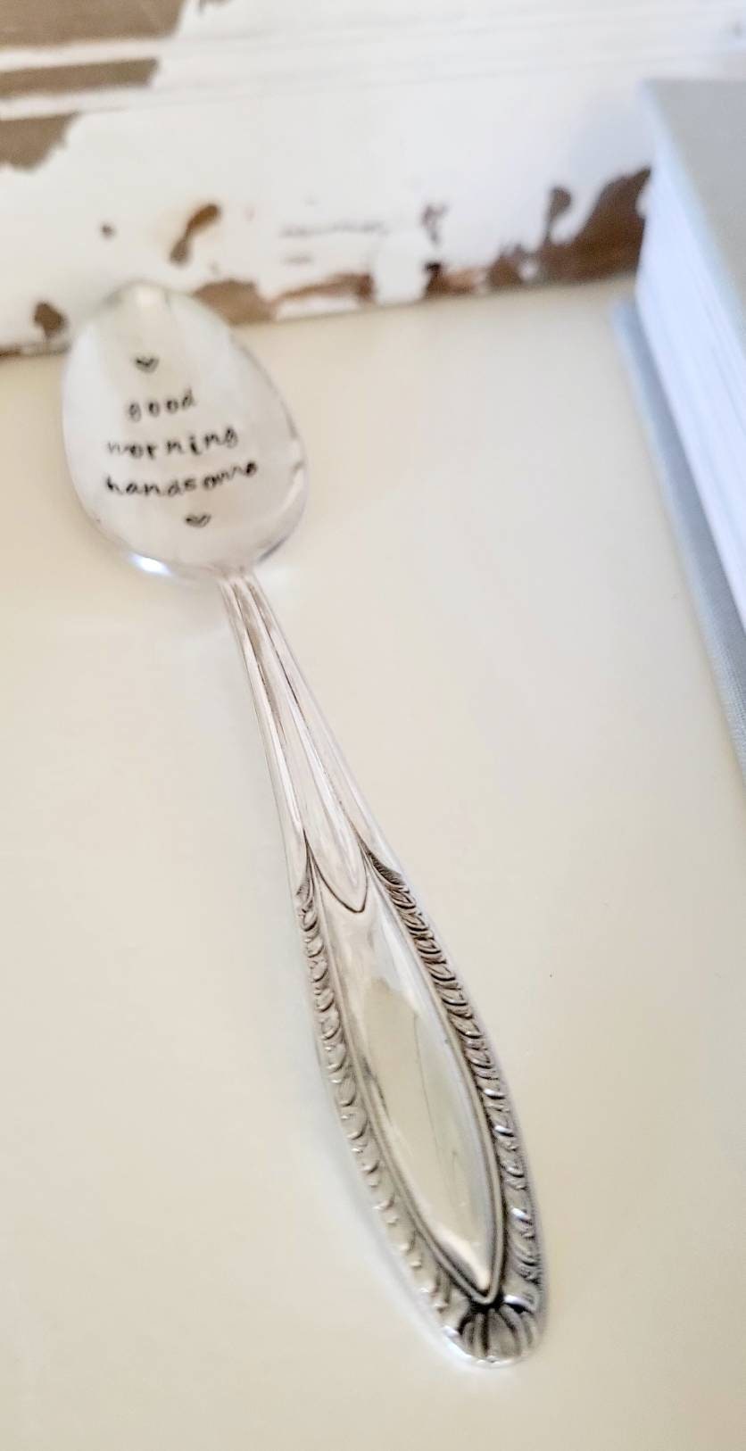 Good Morning Handsome Vintage Silver Plated Teaspoon, Gift for Husband, gift for him, anniversary gift, birthday gift for husband