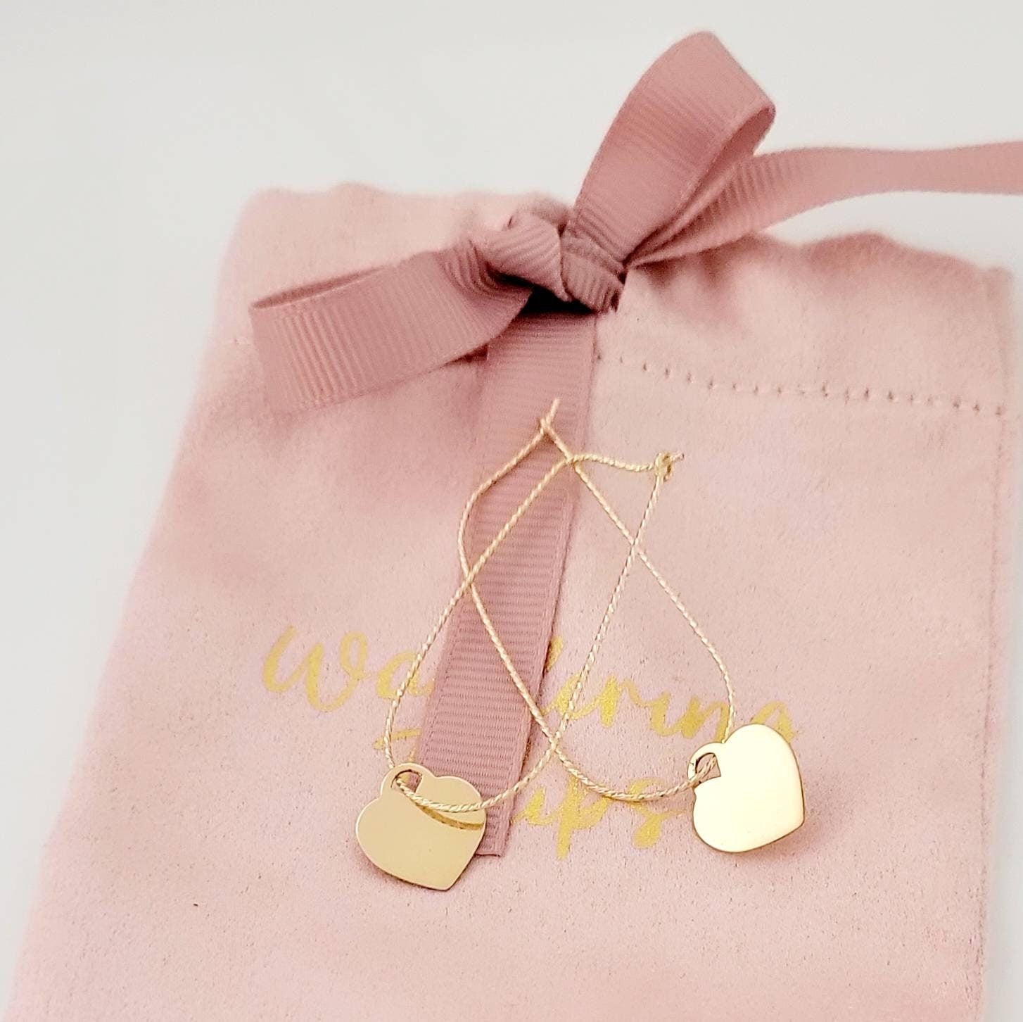 Gold teardrop earrings with dangle heart,mothers day gift for wife,gift for bride,gift for fiance,gift for girlfriend,gift for mom