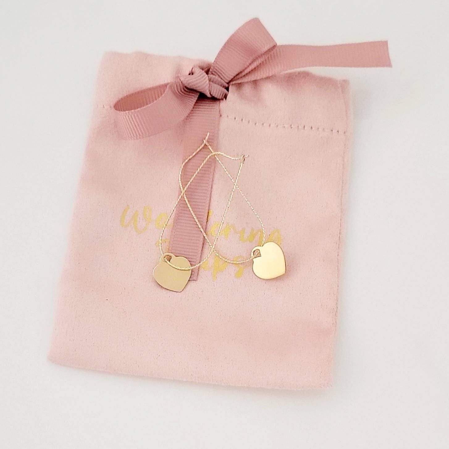 Gold teardrop earrings with dangle heart,mothers day gift for wife,gift for bride,gift for fiance,gift for girlfriend,gift for mom