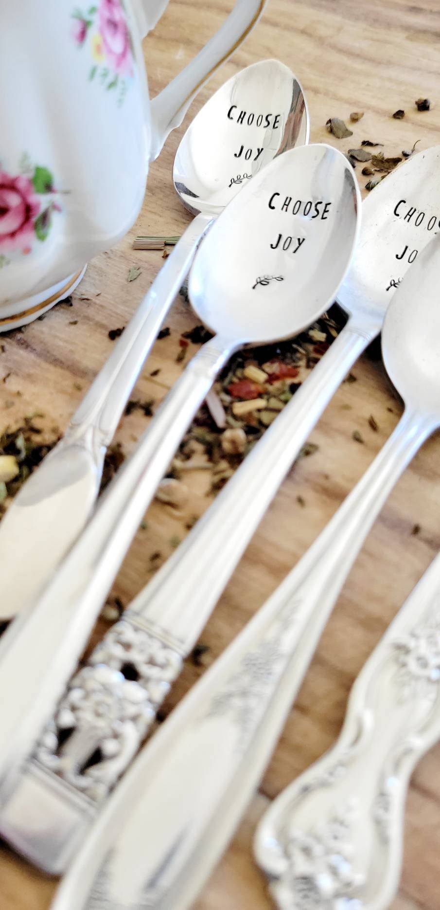 Choose Joy Hand Stamped Vintage Silver Plated Teaspoon, Coffee Spoon, Custom Spoon, Personalized Gift, Gift for friend, gift for wife