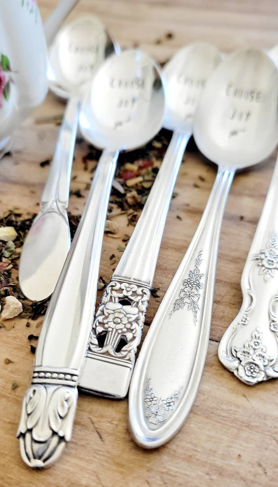 Choose Joy Hand Stamped Vintage Silver Plated Teaspoon, Coffee Spoon, Custom Spoon, Personalized Gift, Gift for friend, gift for wife