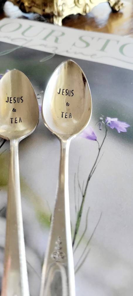 Vintage Silver Plated Teaspoon,Jesus and tea,gift for faith,gift for tea lover,gift for mom,gift for daughter.gift for girlfriend