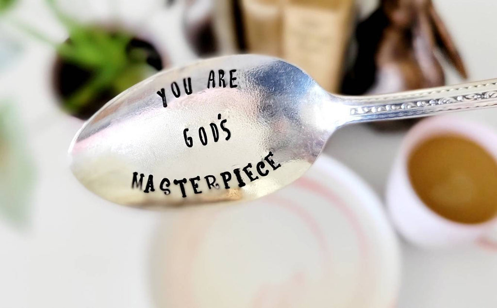 You are God's Masterpiece Vintage Silver Plated Teaspoon,faith based gift,faith shop,bible verse gift,scripture based gift,faith gift,