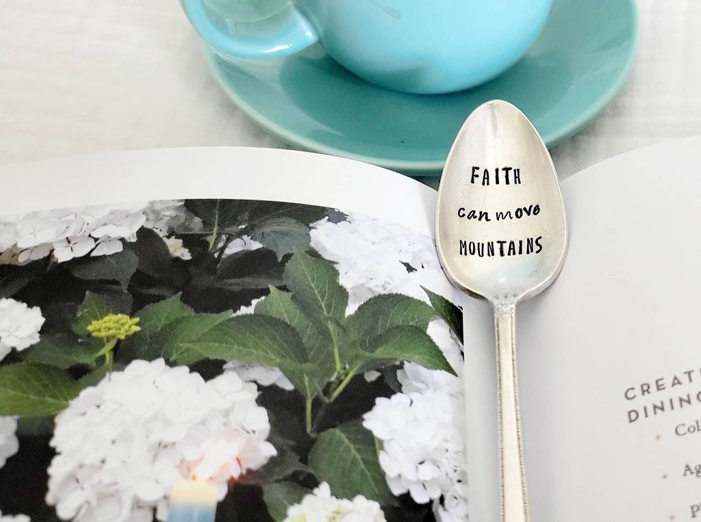 Faith Can Move Mountains teaspoon, Gift for friend, gift for teacher, gift for mom, gift for dad, gift for husband, just because
