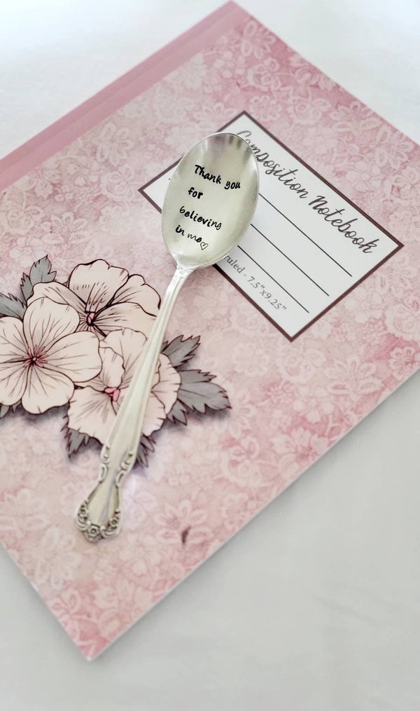 Vintage Spoon,Thank you for believing in me,way to go spoon,teacher gift,gift for parents,silver plated soup spoon,vintage gift,coffee spoon